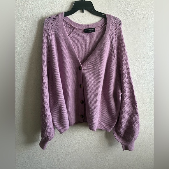 Lane Bryant Classic Long-Sleeve Button-Front Pointelle-Sleeve Cardigan 26/28 - Picture 6 of 13